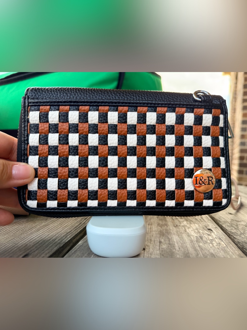 Black, White & Brown checkered wallet